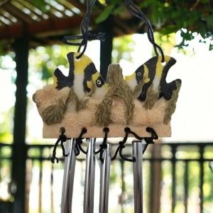 Wind Chimes Resin Black Yellow Fish Coral Oceanic Aluminum Rod